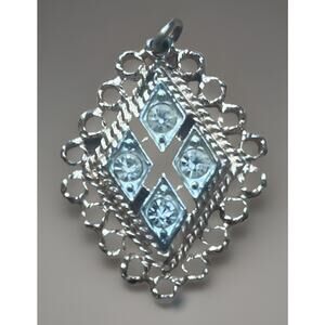 VTG SARAH COVENTRY Gold Tone Diamond CANDLELITE Rhinestone Pendant Jewelry NICE!